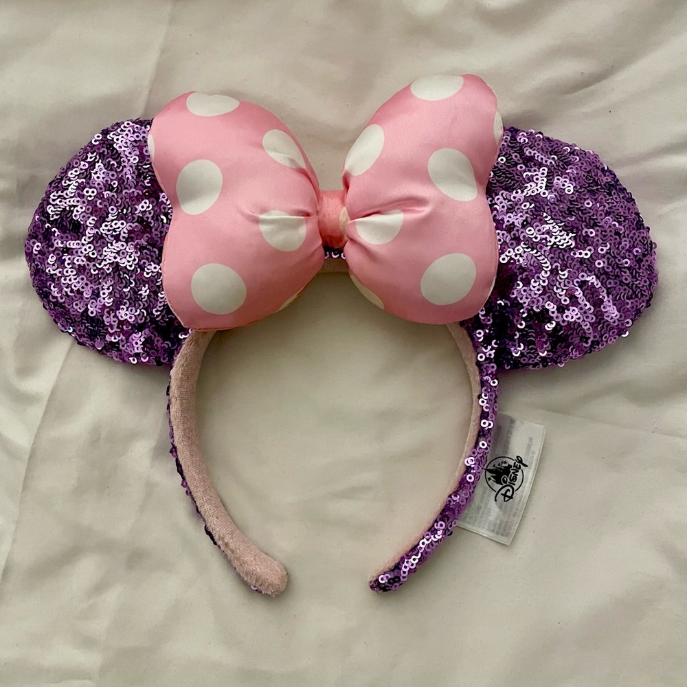 pink purple polka dot sequin minnie ears